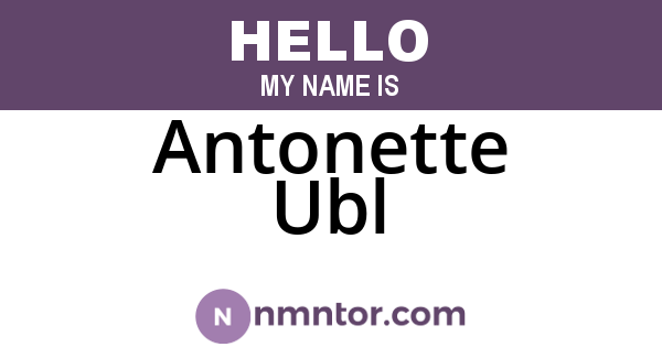 Antonette Ubl