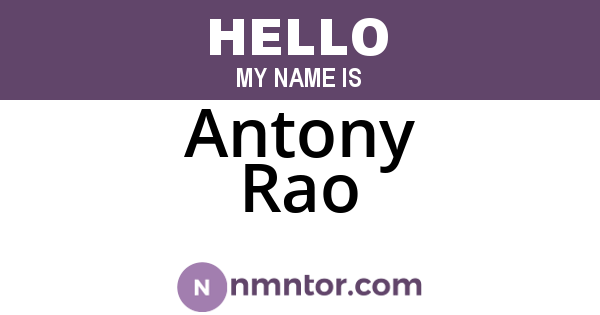 Antony Rao