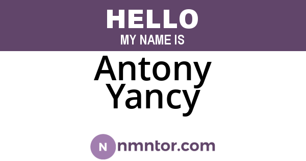 Antony Yancy