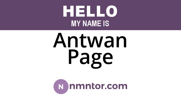 Antwan Page