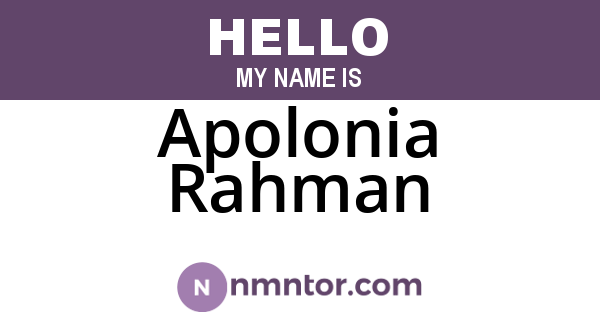 Apolonia Rahman