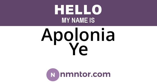 Apolonia Ye