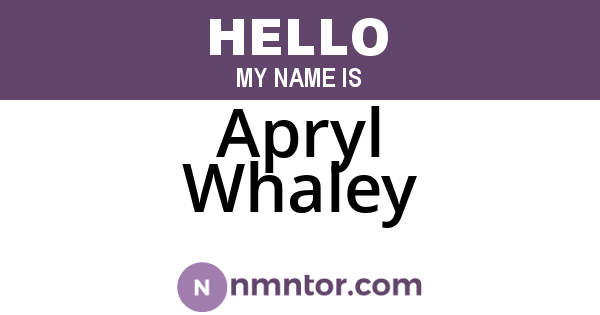Apryl Whaley