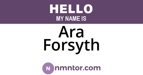 Ara Forsyth