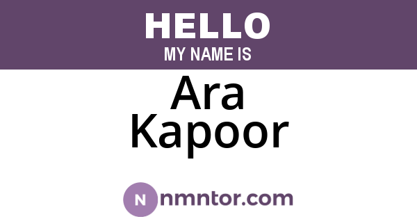 Ara Kapoor