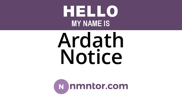 Ardath Notice