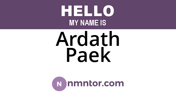 Ardath Paek
