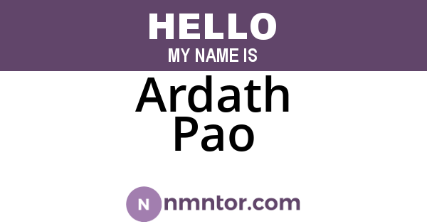Ardath Pao