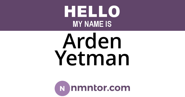 Arden Yetman