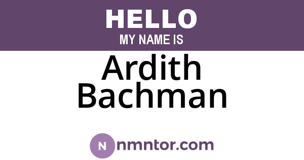 Ardith Bachman