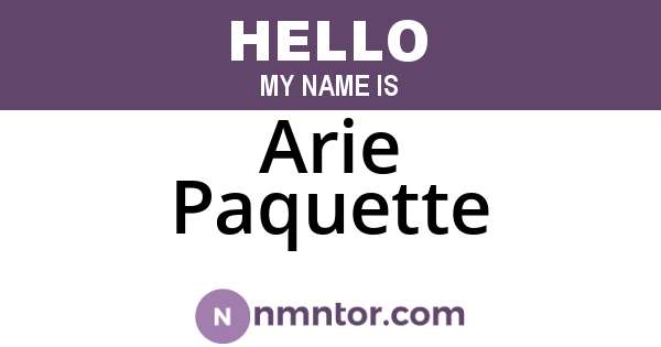 Arie Paquette