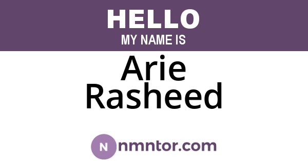 Arie Rasheed