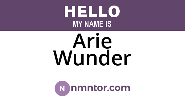 Arie Wunder
