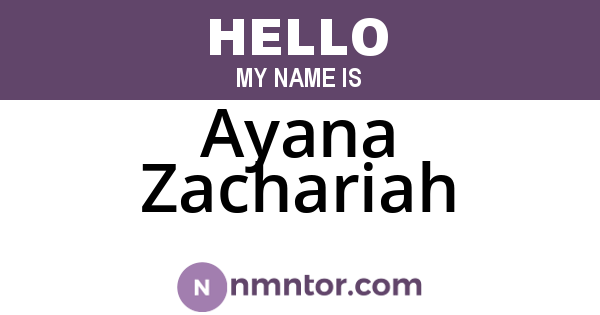 Ayana Zachariah