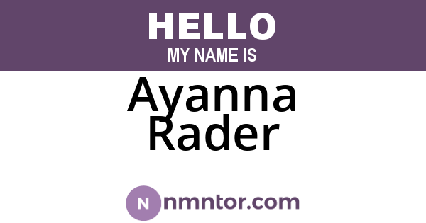 Ayanna Rader