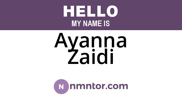 Ayanna Zaidi