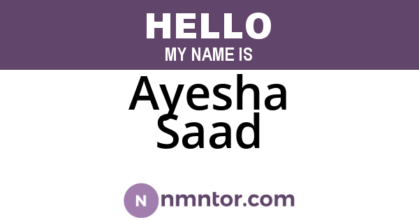 Ayesha Saad