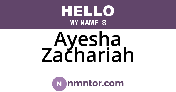 Ayesha Zachariah