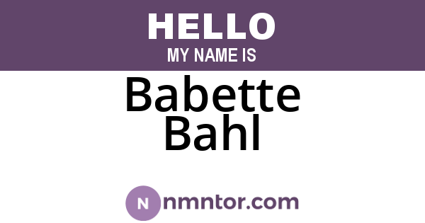 Babette Bahl