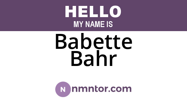 Babette Bahr