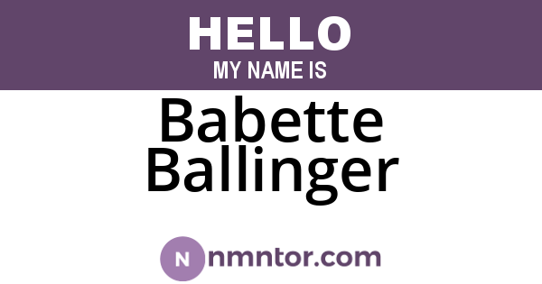 Babette Ballinger