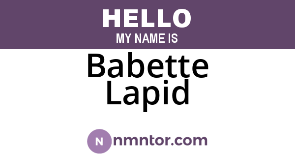 Babette Lapid