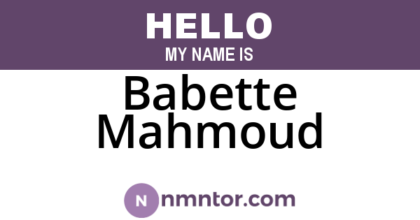 Babette Mahmoud