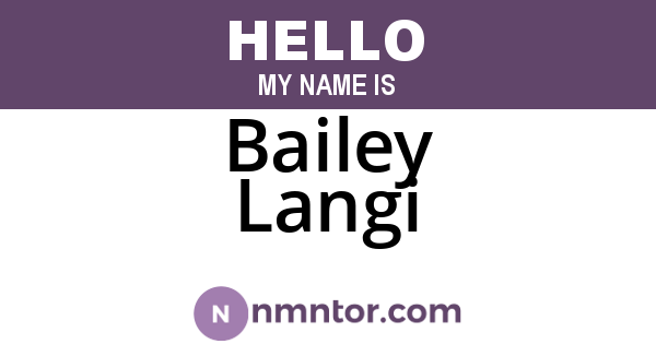 Bailey Langi