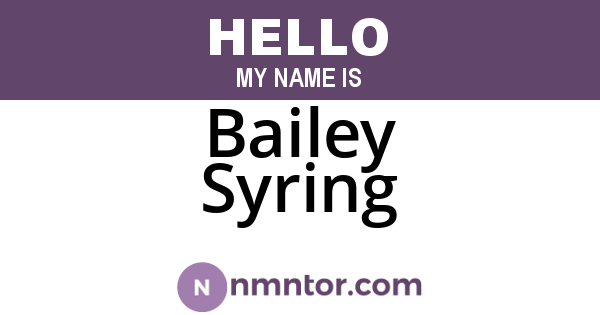 Bailey Syring