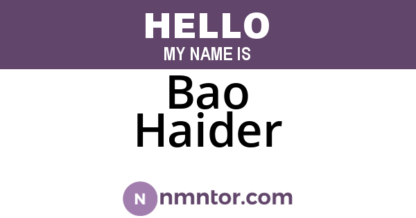 Bao Haider