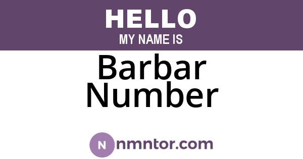 Barbar Number
