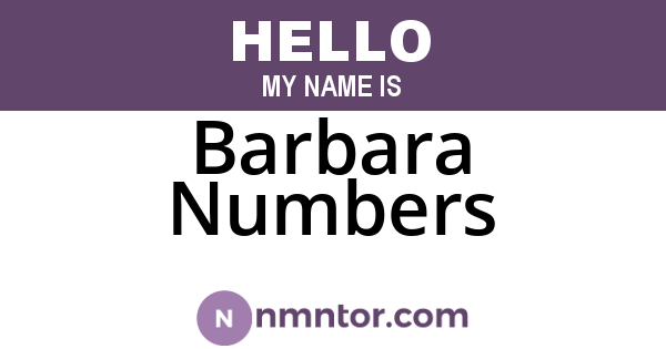 Barbara Numbers