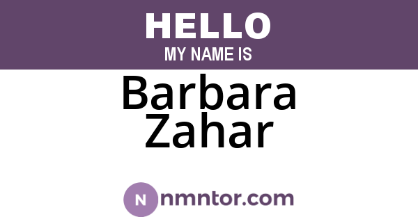 Barbara Zahar