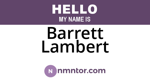 Barrett Lambert