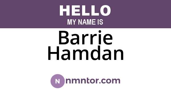 Barrie Hamdan