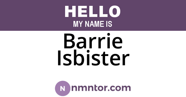 Barrie Isbister