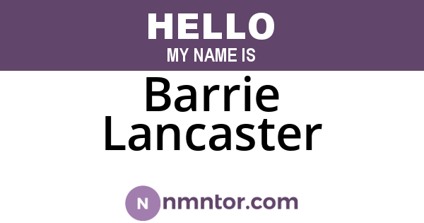 Barrie Lancaster
