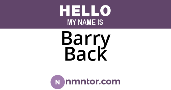 Barry Back
