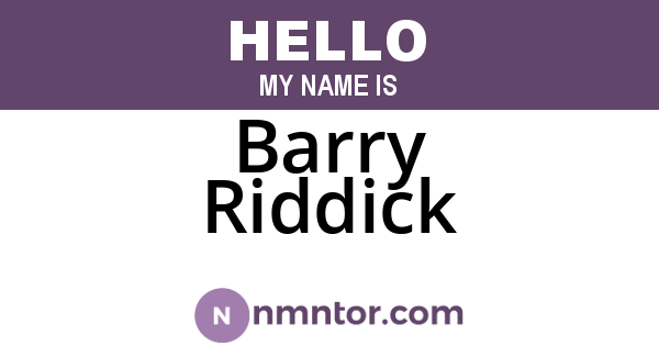 Barry Riddick