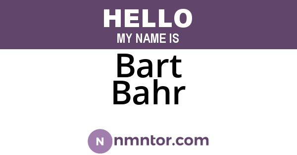Bart Bahr