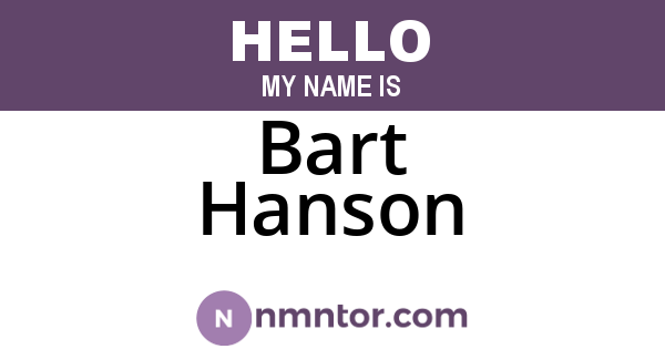 Bart Hanson