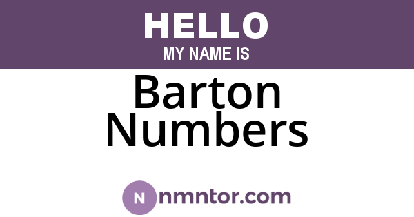 Barton Numbers