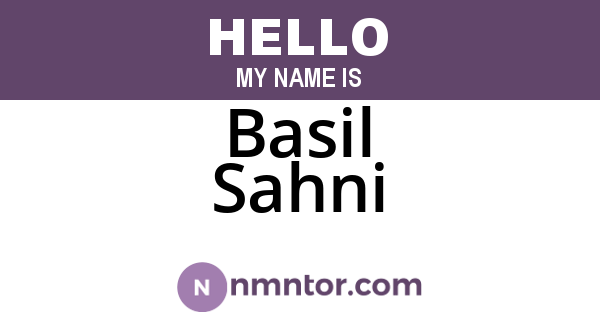 Basil Sahni
