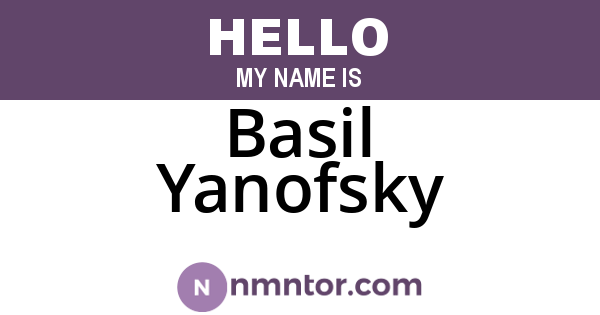 Basil Yanofsky