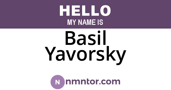 Basil Yavorsky