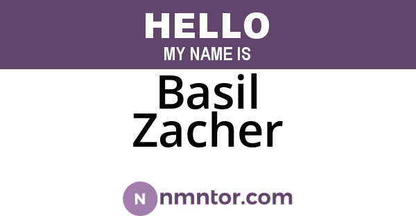 Basil Zacher