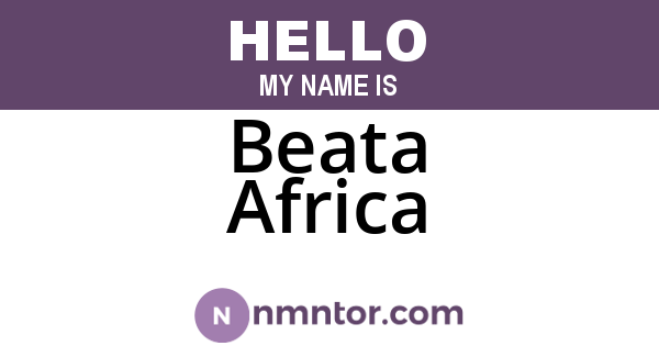 Beata Africa