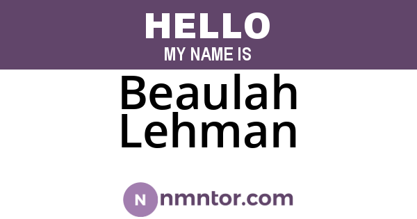 Beaulah Lehman