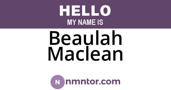 Beaulah Maclean