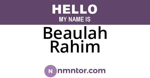 Beaulah Rahim